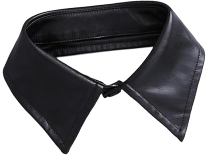TISHITA Col Chemise Faux Cols Détachables Col Bijou Élégant PU Cuir Confort Habillage Facile pour Femmes Adapté Aux Cadeaux Costumes Réunions, Noir