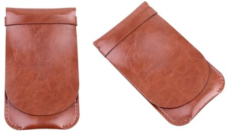 AKOOSY Handgefertigte Vintage Stil Stifteaufbewahrungstasche aus Stifte Braunem Leder Schutzhülle für Füller und für Schule und Büro
