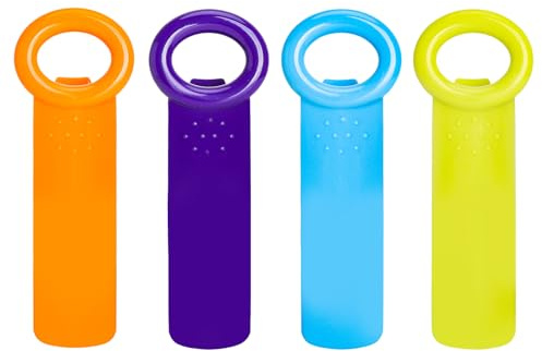 TLDBATICE 4 stycken locköppnare för skruvglas, flerfärgad glasöppnare skruvlocksöppnare, mångsidig glasöppnare glaslocksöppnare, energibesparande flasköppnare för seniorer barn svaga händer