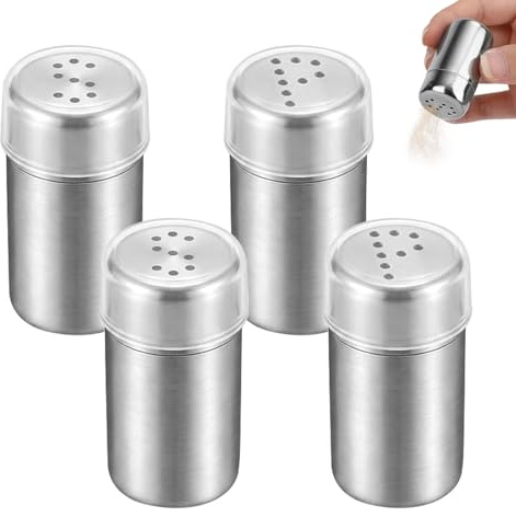 Salieres et Poivrieres en Acier Inoxydable,ESYFOR 4 Pièces 15ml Salière et Poivrière Petits avec Couvercle Portable Shakers à Épices pour Maison Cuisine Épices Restaurant