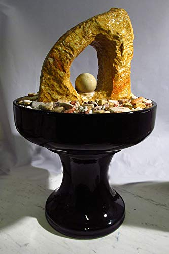 Sandstein Loch-Kugelbrunnen 'Archos' (Schalenfarbe: Schwarz)