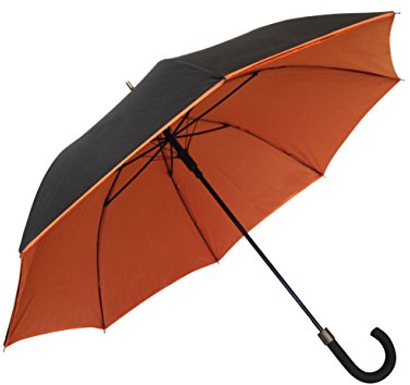 SMATI Parapluie Canne - Design - DOUBLE Toile - Chic - Très SOLIDE - Anti Vent - Baleinage en FIBRE - Couleur (ORANGE)
