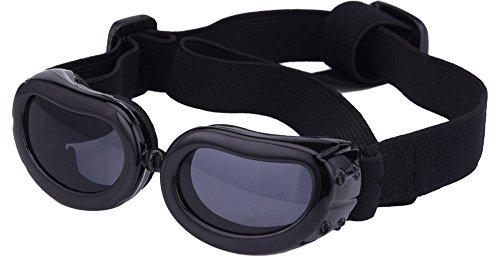 Outdoor Dog Sunglasses Anti-UV Eye Protection Goggles Waterproof Windproof Anti-Fog for Small Pet Puppy Cat (Black)