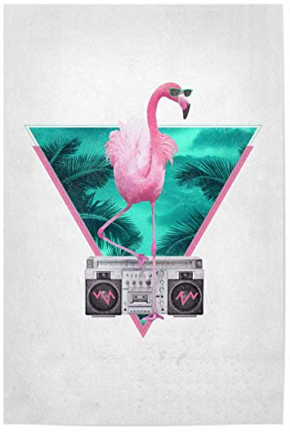 artboxONE Poster 30x20 cm Tiere Miami Flamingo hochwertiger Design Kunstdruck - Bild Flamingo Ghettoblaster