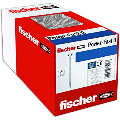 fischer - Vis PowerFast FPF II PZF 5,0x50 à Tête cylindrique bombée, empreinte PZ, zingué blanc, filetage total - Boîte de 100 Gris
