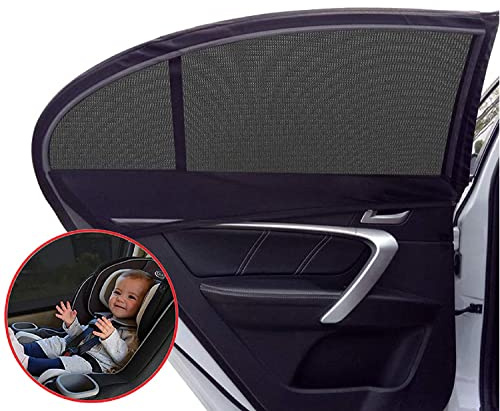 WOPUS Allzweck-Sonnenschutz für verstellbare Autos, geeignet zum Isolieren von ultravioletten Strahlen, Insektenbabys, atmungsaktiven Netzvorhängen (Schwarze Fensterabdeckung XL)