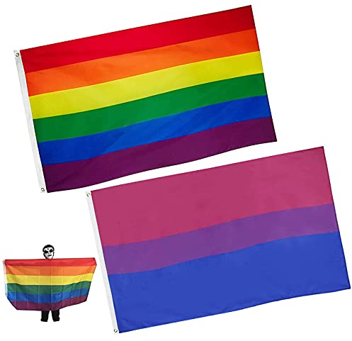 Zeaye 2pcs 3x5 Fuß Regenbogenfahne - Lebendige Farbe und UV-beständig - Leinwandkopf und doppelt genäht - Gay Pride Banner Flags.