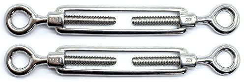 M8 x 120mm Eye & Eye Turnbuckles Wire Tensioner Strainer Closed Hook Threaded Hook A4 Marine Grade Stainless Steel (Pack of 2) X05A