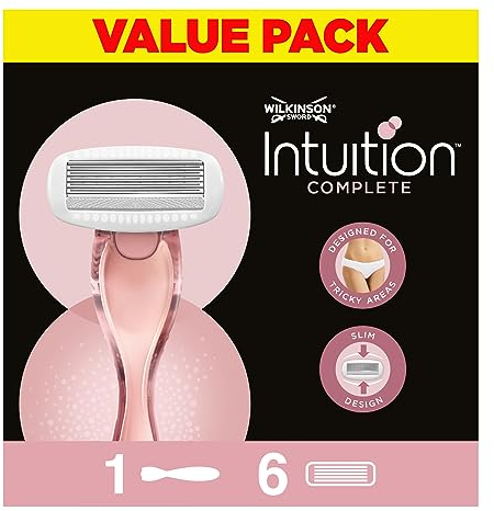 WILKINSON SWORD - Intuition Complete For Women | Smooth Shave | Razor Handle + 6 Blade Refill,Pink, 1 stück (1er Pack)
