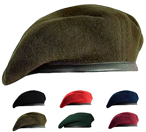 Gajaous Commando Barett, militära hattar ullmössor basker för män och kvinnor, flerfärgade arméhattar basker, Grön, En Storlek