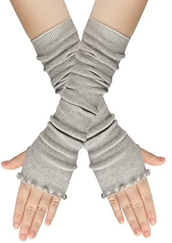 Generic Damen Fingerlose Handschuhe Dehnbar Arm Handwärmer Lange Fäustlinge Arm Handschuhe Winter Warm Lange Ärmel Warm Strick Handschuhe Pluswärmer Handstulpen Armwärmer Stulpen 1 Paar