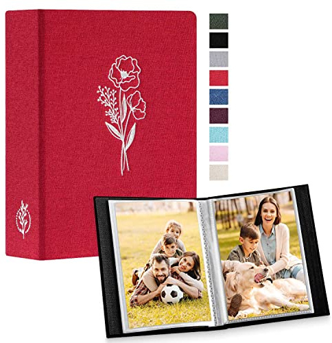 Lanpn Album Fotografico 10x15 100 con Tasche 2 Confezioni, Piccolo Mini Biancheria Album Foto Portafoto Verticale Tascabile Tasca Rosso