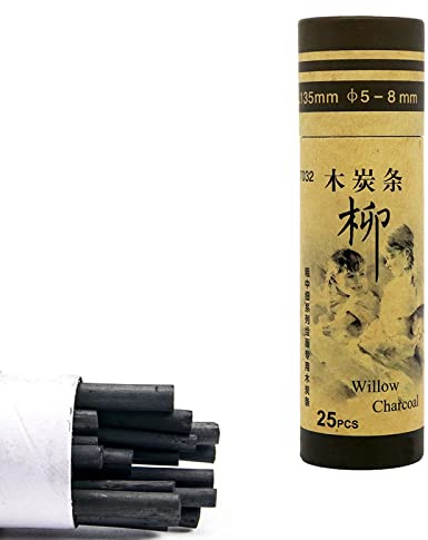 Zaky Lápices de carbón de sauce delgados de 3 a 5 mm, medianos de 3 a 8 mm, grosor de 5 a 8 mm, carbón natural para dibujo y sombreado (5 a 8 mm)
