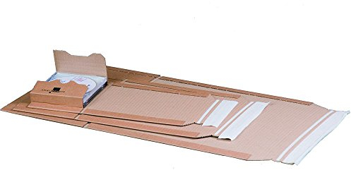 karton-billiger | Universalverpackung Buchverpackung Wickelverpackung Buch Verpackung selbstklebend Aufreißfaden Wellpappe braun | 11 versch. Größen (A2-620 x 420 x 50mm, 30)
