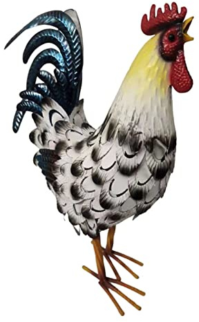 Rooster Statue Metal Rooster Statue Rooster Ornament Decor Lifelike Metal Farmyard Rooster metal chicken yard art Chicken Sculptures for Outdoor Yard Potted Plant Decoration Animal Ornaments