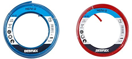 Bobinot de câble - Bobine de fils électrique - Bobinot Câble Rigide 5 mètres HO7V-U 2,5 mm² - Bleu & Bobinot de câble - Bobine de fils électrique - Bobinot Câble Rigide 5 mètres HO7V-U 2,5 mm² - Rouge