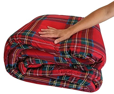 Home Tresor - Trapunta Piumino Invernale Tartan Piumone Letto Matrimoniale Quadri Scozzese Rosso Morbida Imbottitura Microfibra cm 250x250