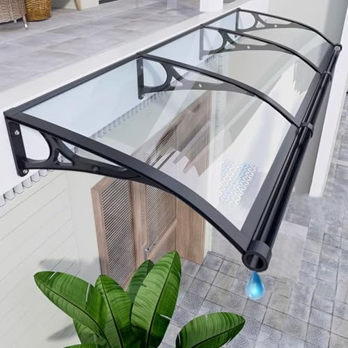 Transparente Türüberdachung,Waschbecken Pultvordach Haustürvordach,Fenstermarkise,wasserdichte UV-Schutz Garten Polycarbonat Pultbogenvordach,Außen Terrassen Eingangsmarkise (80x170cm/31 x67)