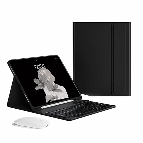 GUPENAA Tastatur Hülle für Samsung Galaxy Tab S8 Plus/S8+/S7 FE/S7+/S7 Plus 12.4'' Schlanke Leichte Standabdeckung mit Magnetisch Abnehmbarer Kabelloser Bluetooth-Tastatur,Schwarz