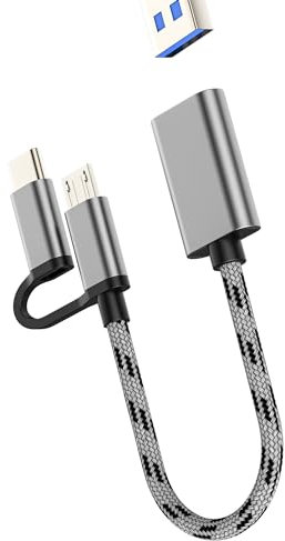 OTG Cable Accessories USB Female to Micro USB+USB-C Male Adapter Compatible for Samsung for Apple iPhone15 Pro Max for iPad Macbook Camera Card Reader Keyboard Flash Drive Mouse Type Android Converter