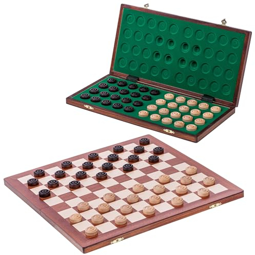 Square - Damespiel - 100 Feld - Dame Set aus Holz Mahagoni - Brett 40 x 40 cm