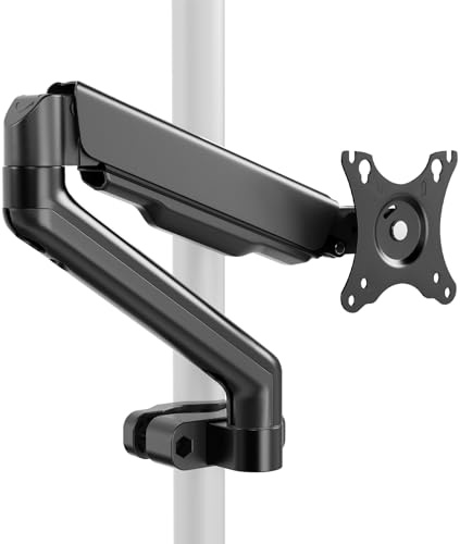 WORLDLIFT Supporto per monitor a braccio regolabile in altezza con montaggio a palo per schermi da 17-32, molla meccanica, compatibile con VESA 75x75 e 100x100 - Capacità di carico fino a 9kg