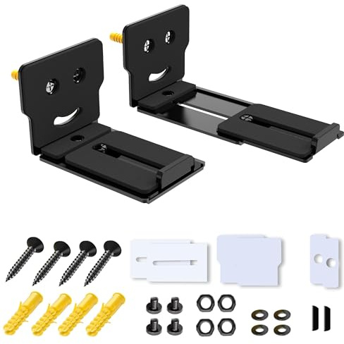 Alyphyly Adjustable Soundbar Mount, Universal Sound Bar Wall Brackets Works with Most Sound bar Mounts, Length Adjustable 3.4''-5.2'', Removable and Lockable Mounting Bracket