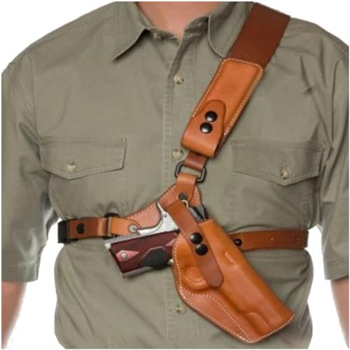 ANSNOW Retro-Pistolenholster, Handgefertigtes Cowboy-Leder-Schulterholster, Universellerenhalter, Verstecktesenholster/Gelb/Lebensgröße