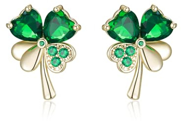 EVER FAITH St. Patricks Day Klee-Ohrringe, grün Kleeblatt irische Clover Shamrock Ohrstecker für Damen Modeschmuck
