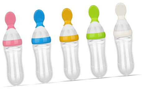 JOINPAYA Quetschflasche Für Babynahrung Mit Löffel Und Deckel 90 Ml Reis-müsli-futterspender Silikon-futterspender Für Neugeborene Bis Kleinkinder