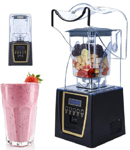MéLangeur Silencieux 1800 W 68 Oz Avec Moteurs Sans Balais Pour Smoothies Commerciaux, Boissons GlacéEs, MéLangeurs Autonettoyants Pour PuréE, Glace PiléE, Shakes Et Smoothies,220V