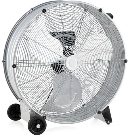 RELAX4LIFE Ventilatore da Terra 180W, Ventola con 2 Ruote, 3 Velocità Regolabili, Ventilatore Elettrico con Struttura Metallica, Facile da Usare e Regolare con Manopola (Argento)