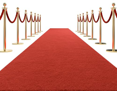 TOPROUD 450 GSM Extra Thick Red Carpet Runner, 60 * 450 CM Non-Slip Runway Rug Carpet Runner for Party, Events, Wedding Decorations (Red, 2x15 ft)