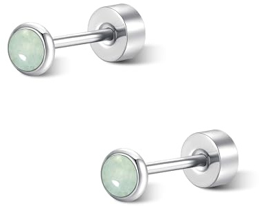 FACOKO Titanium Stud Earrings for Women Multi-Gemstone Set with Turquoise/Onyx/Tiger Eye & More Hypoallergenic Earrings