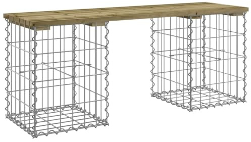 Outdoor bench Garden Gabion Bench, Outdoor Bench with 2 Gabion Baskets, Rust Resistant, 103x31x42 cm, Galvanised steel, for Indoor, Outdoor, Patio, Park, Rustic