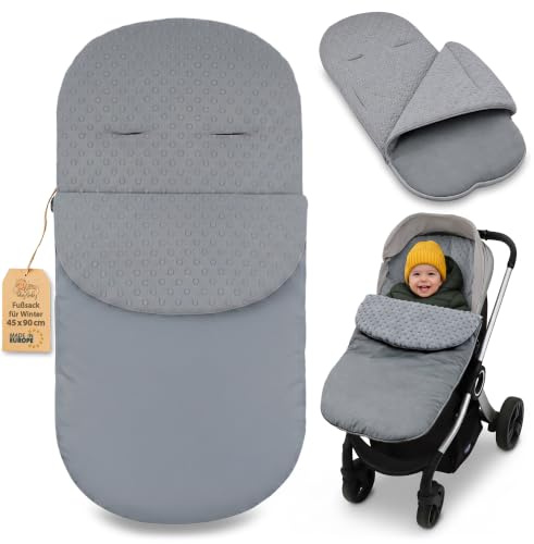 Saco Carrito Bebé Universal en Minky: 90x45 cm – Saco de Invierno forrado suave de Ajuste Universal – lavable a 30 grados en la lavadora para Bebé y Niño Oeko-Tex Gris Oscuro