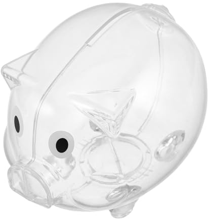 NOLITOY 2 Piezas Hucha Cerdito Transparente de Plástico Alcancía Infantil con Ranura para Monedas Caja de Ahorro Decorativa