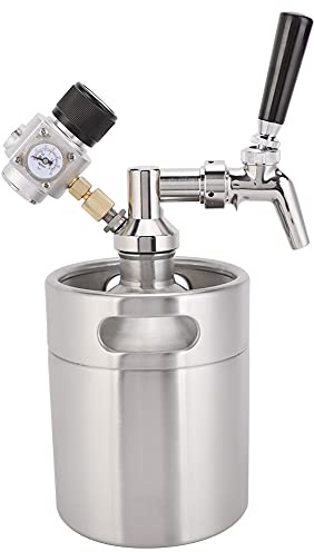 Adfaga Mini Stainless Steel Automatic Beer Keg Spear Growler Coffee Container Kegerator Ideal for Homebrew Craft Beer Fermenting Storing Blending Parties Made of 304 Stainless Ste