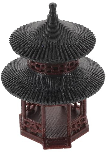 Cabilock Statuetta Ornamentale Padiglione Cinese in Resina Mini Padiglione Tradizionale per Bonsai Decorazione Zen da Giardino Interno ed Esterno Statua da Cortile Resistente e Facile