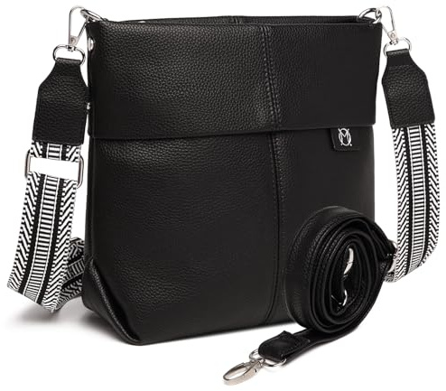 Myhozee Umhängetasche Damen Mittelgroß Handtasche - Klein Crossbody Bag PU Leder mit 2 Gurt, Schultertasche Tasche Damenhandtasche Uni mit Breitem Gurt für Frauen Damen