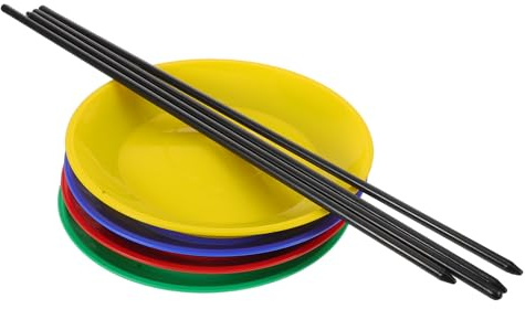 GLEAVI Juego de Malabarismo con Platos Giratorios de Circo, Kit de 4 Piezas (Rojo, Azul, Amarillo, Verde), Palos para Malabares, Juguete de Habilidad Circense Espectáculos Festivos