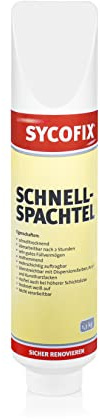 Sycofix Schnellspachtel 1,3 kg, für innen und außen, rosthemmend, rissfrei, weiß, Acryl Schnellspachtel, Fleck- und Flächenspachtel, gebrauchsfertige Spachtelmasse, Reparaturspachtelmasse