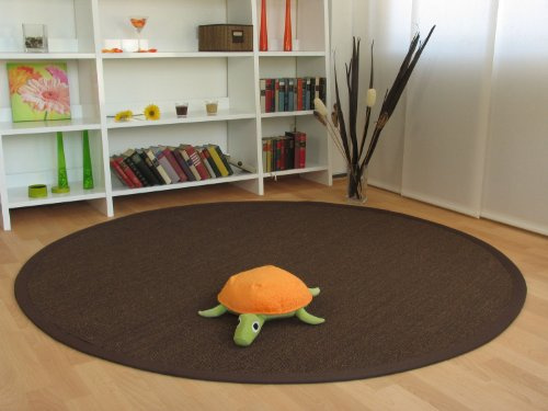 Astra Sisal Teppich Manaus mit Bordüre Farbe dunkel braun Coffee 100% Sisal - 18 Größen, Größe: 250x250 cm
