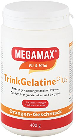 Megamax Nutrition Trink Geltaine Kollagen Pulver - mit Collagen-Hydrolysat Biotin Vitamin C. Orangen-Geschmack. Ideal als tägliche Ergänzung für Haut, Haare und Nägel*.