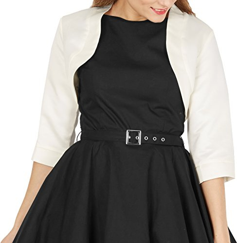 BlackButterfly Satinbolero Dam 3/4-ärm Ståkrage, Elfenben, 4XL
