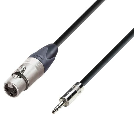 Adam Hall Cables 5 STAR MYF 0300 - Symmetrisches Kabel, Neutrik 3-Pol XLR female auf 3,5mm Miniklinkenstecker stereo, schwarz, 3m