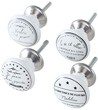 Möbelgriff 4teilig weiß Beatrice Möbelknauf Möbelknopf Porzellan