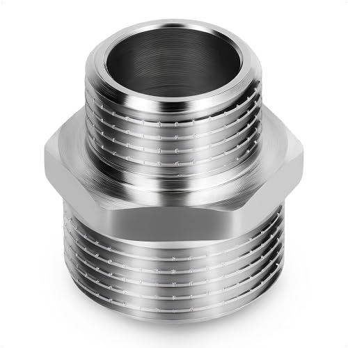 BFG Plumbing Fittings Water Pipe Nipple Reduction Connector 1/2 BSP Male x 3/4 BSP Male, BSP Fittings, Plumbing Joints and Connections, Chrome-Plated Brass, 10 Bar, Max. Temp. 95°C, BSP Connector