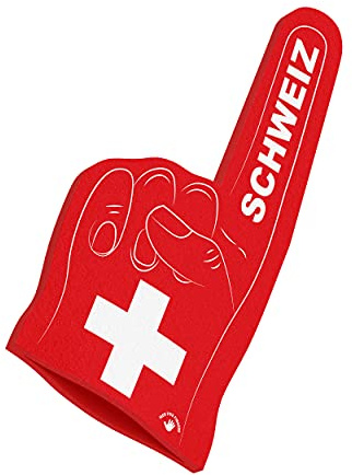 HIGH FIVE FINGERS Svizzera Campionato Europeo Coppa del Mondo Bandiera Olimpica | Mano di Schiuma per Giochi, stadi ed Eventi | Taglia Unica | 44x22x2,5 cm |
