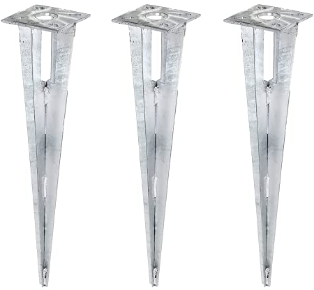 Alberts 663612 Einschlag-Bodenhülse | für Stahlrohr-Zaunpfosten | feuerverzinkt | Länge 500 mm | für Pfosten-Ø 34 mm | 3er Set